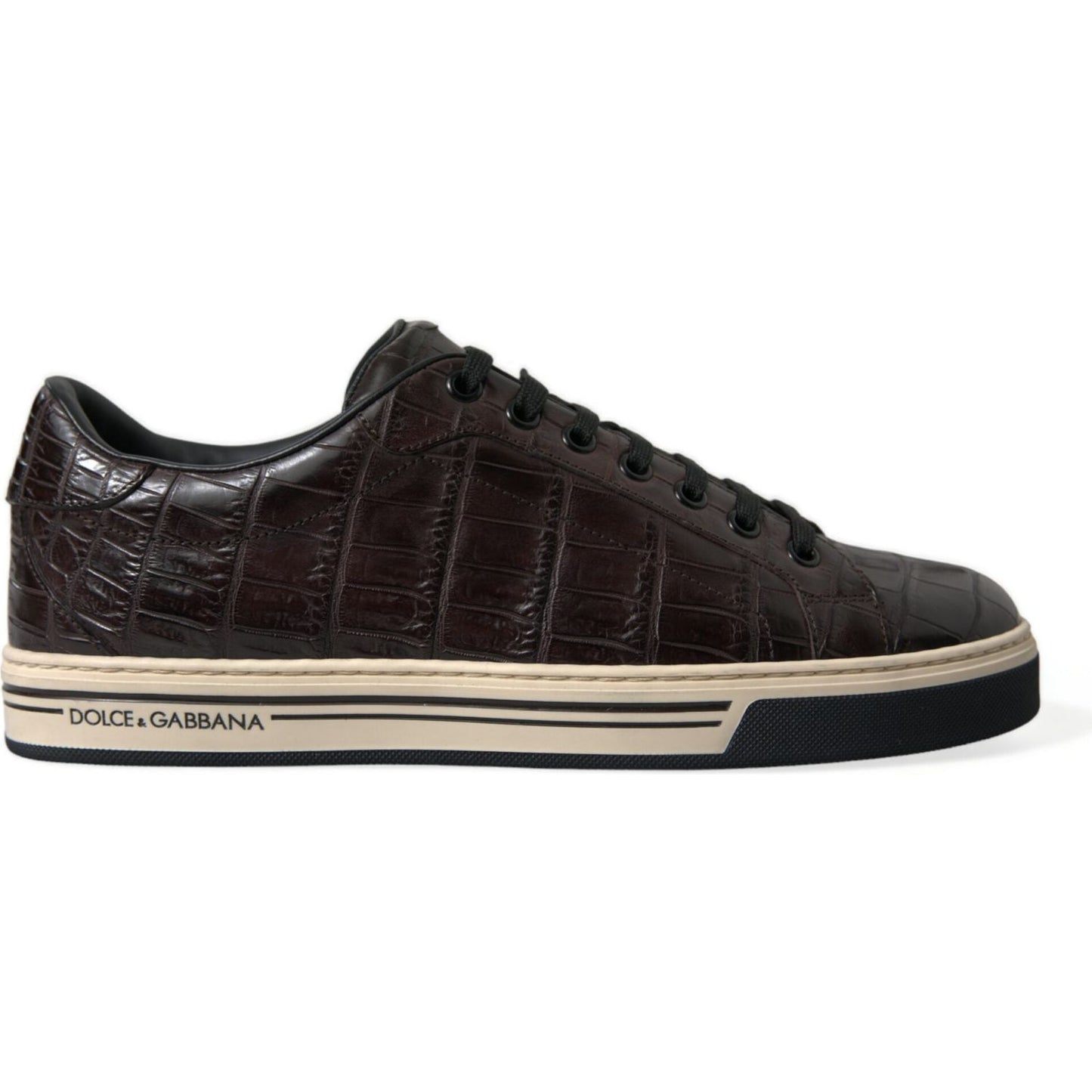 Dolce & Gabbana Brown Croc Exotic Leather Men Casual Sneakers Shoes Dolce & Gabbana