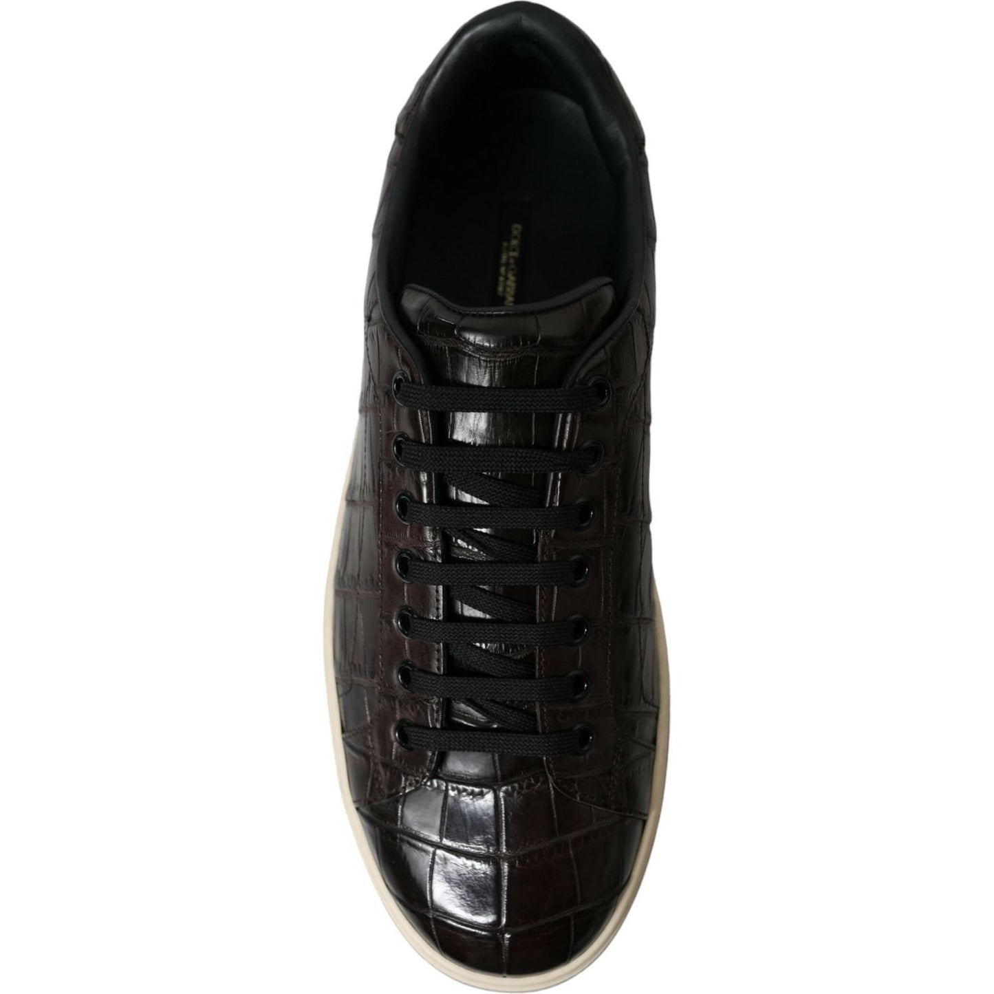 Dolce & Gabbana Brown Croc Exotic Leather Men Casual Sneakers Shoes Dolce & Gabbana