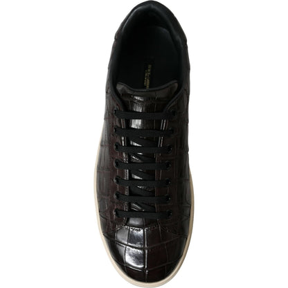 Dolce & Gabbana Brown Croc Exotic Leather Men Casual Sneakers Shoes Dolce & Gabbana