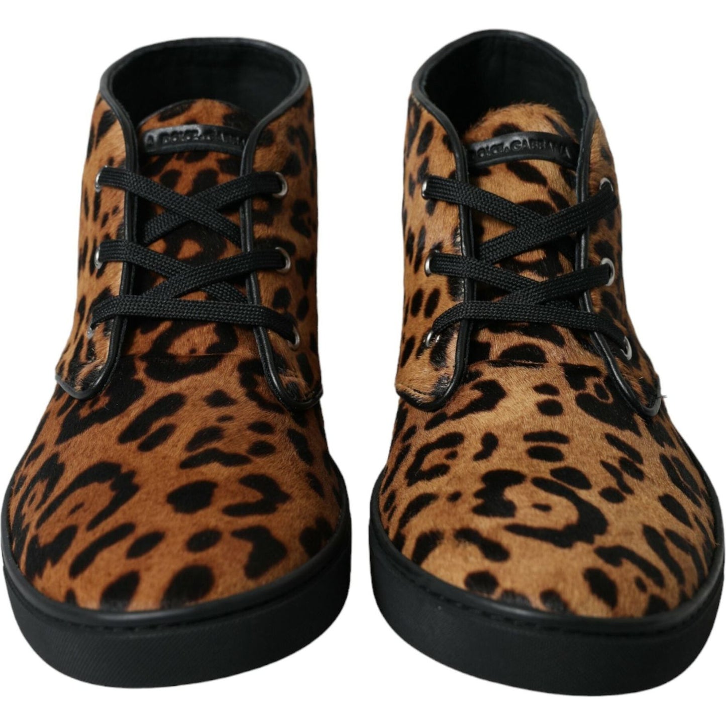 Dolce & Gabbana Brown Leopard Pony Hair Leather Sneakers Shoes Dolce & Gabbana