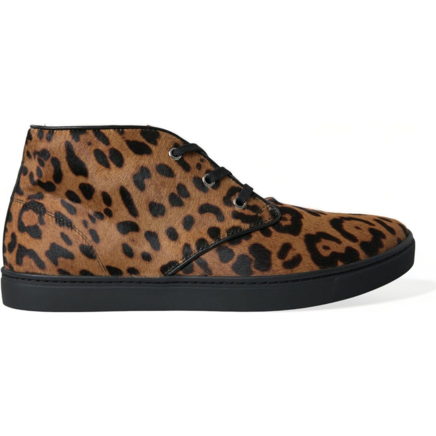 Dolce & Gabbana Brown Leopard Pony Hair Leather Sneakers Shoes Dolce & Gabbana
