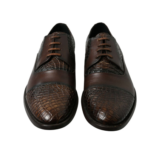 Dolce & Gabbana Brown Exotic Leather Lace Up Oxford Dress Shoes