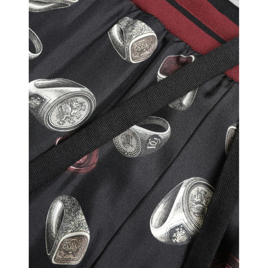 Dolce & Gabbana Black Ring Silk Jogging Trousers Pants