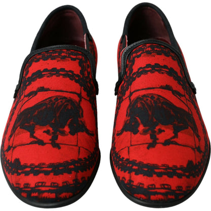 Dolce & Gabbana Red Black Torero Loafers Slippers Men Shoes Dolce & Gabbana