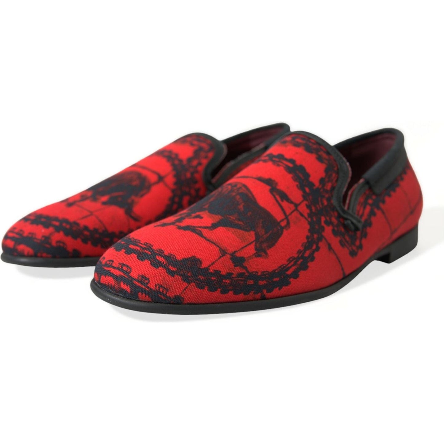 Dolce & Gabbana Red Black Torero Loafers Slippers Men Shoes Dolce & Gabbana