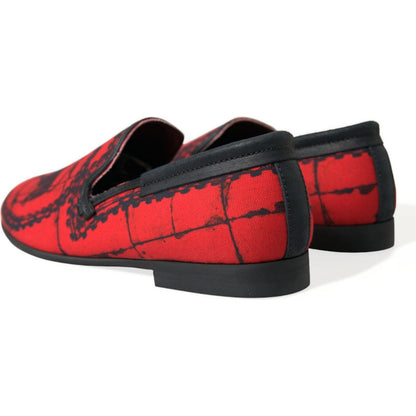 Dolce & Gabbana Red Black Torero Loafers Slippers Men Shoes Dolce & Gabbana
