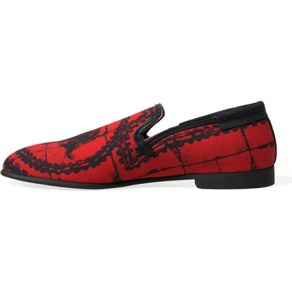 Dolce & Gabbana Red Black Torero Loafers Slippers Men Shoes Dolce & Gabbana