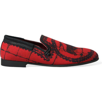 Dolce & Gabbana Red Black Torero Loafers Slippers Men Shoes Dolce & Gabbana