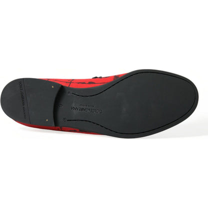 Dolce & Gabbana Red Black Torero Loafers Slippers Men Shoes Dolce & Gabbana