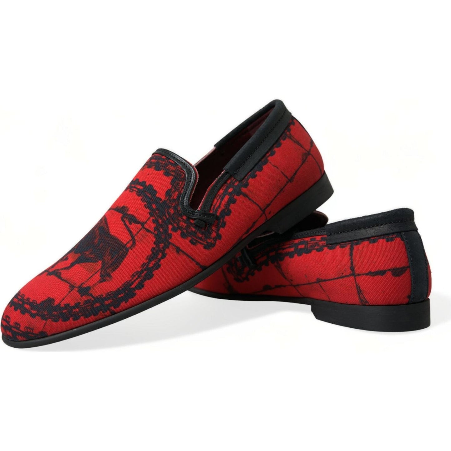 Dolce & Gabbana Red Black Torero Loafers Slippers Men Shoes Dolce & Gabbana