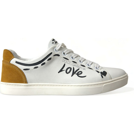 Dolce & Gabbana White Leather LOVE Milano Men Sneakers Shoes Dolce & Gabbana