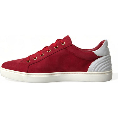 Dolce & Gabbana Red Suede Leather Men Low Top Sneakers Shoes Dolce & Gabbana