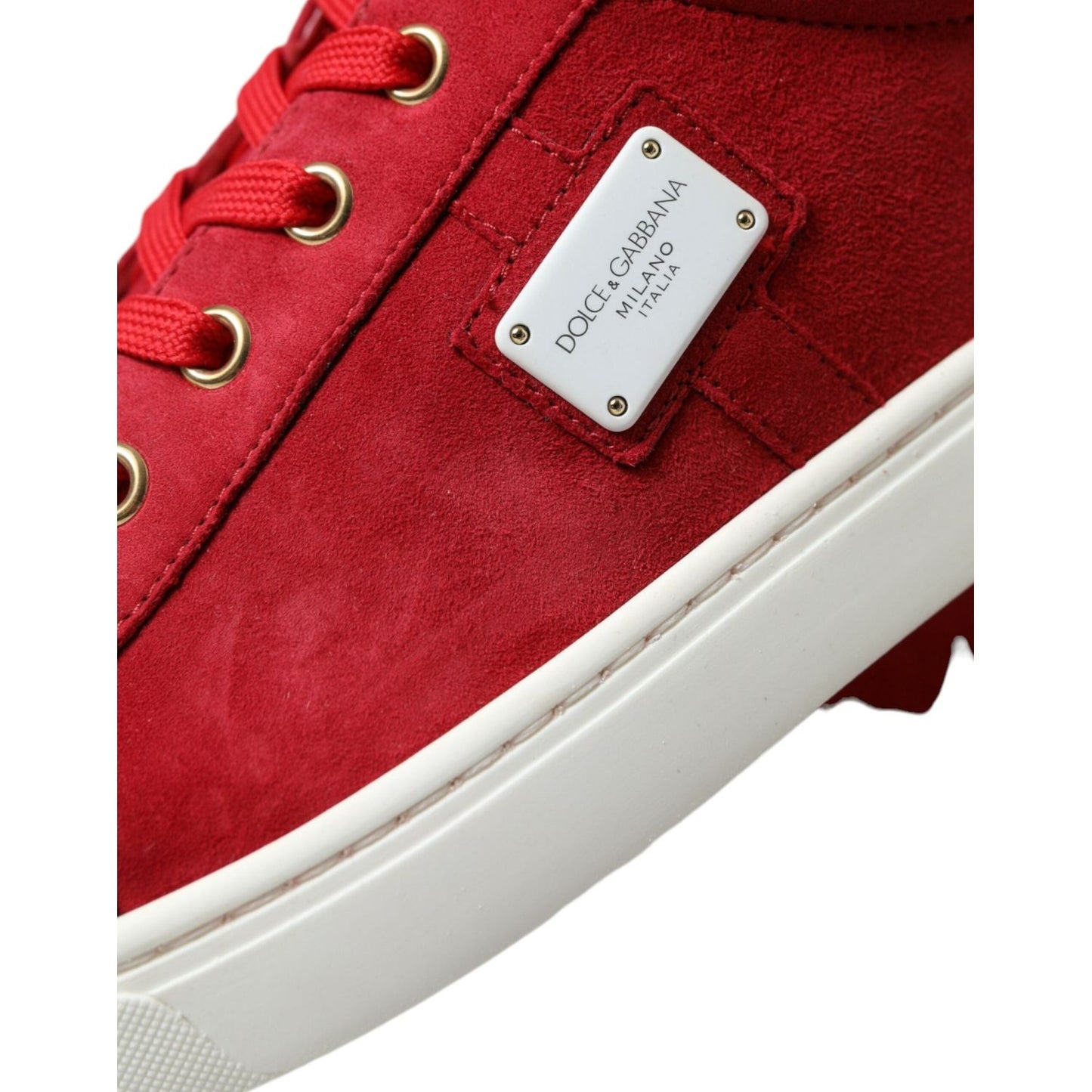 Dolce & Gabbana Red Suede Leather Men Low Top Sneakers Shoes Dolce & Gabbana