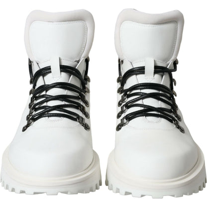 Dolce & Gabbana White Vulcano Trekking Ankle Boots Shoes Dolce & Gabbana