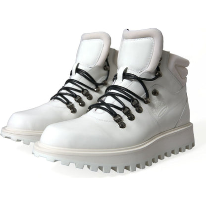 Dolce & Gabbana White Vulcano Trekking Ankle Boots Shoes Dolce & Gabbana
