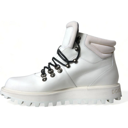 Dolce & Gabbana White Vulcano Trekking Ankle Boots Shoes Dolce & Gabbana
