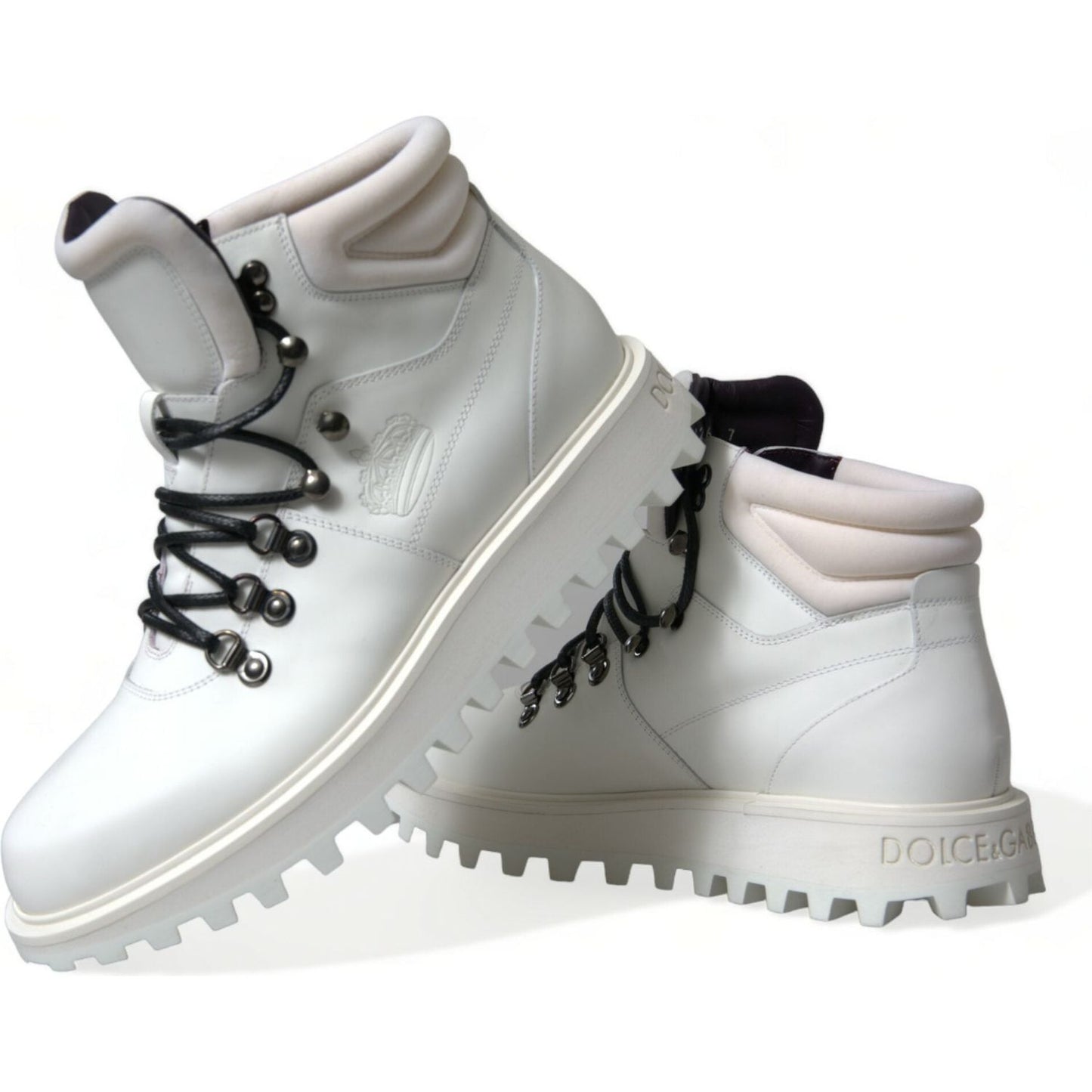 Dolce & Gabbana White Vulcano Trekking Ankle Boots Shoes Dolce & Gabbana