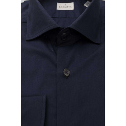 Bagutta Blue Cotton Men's Slim Shirt Bagutta