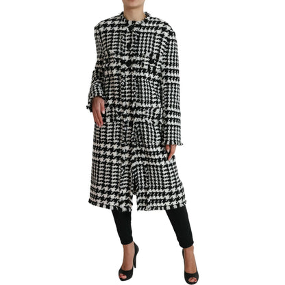 Dolce & Gabbana Black White Houndstooth Trench Coat Jacket Dolce & Gabbana