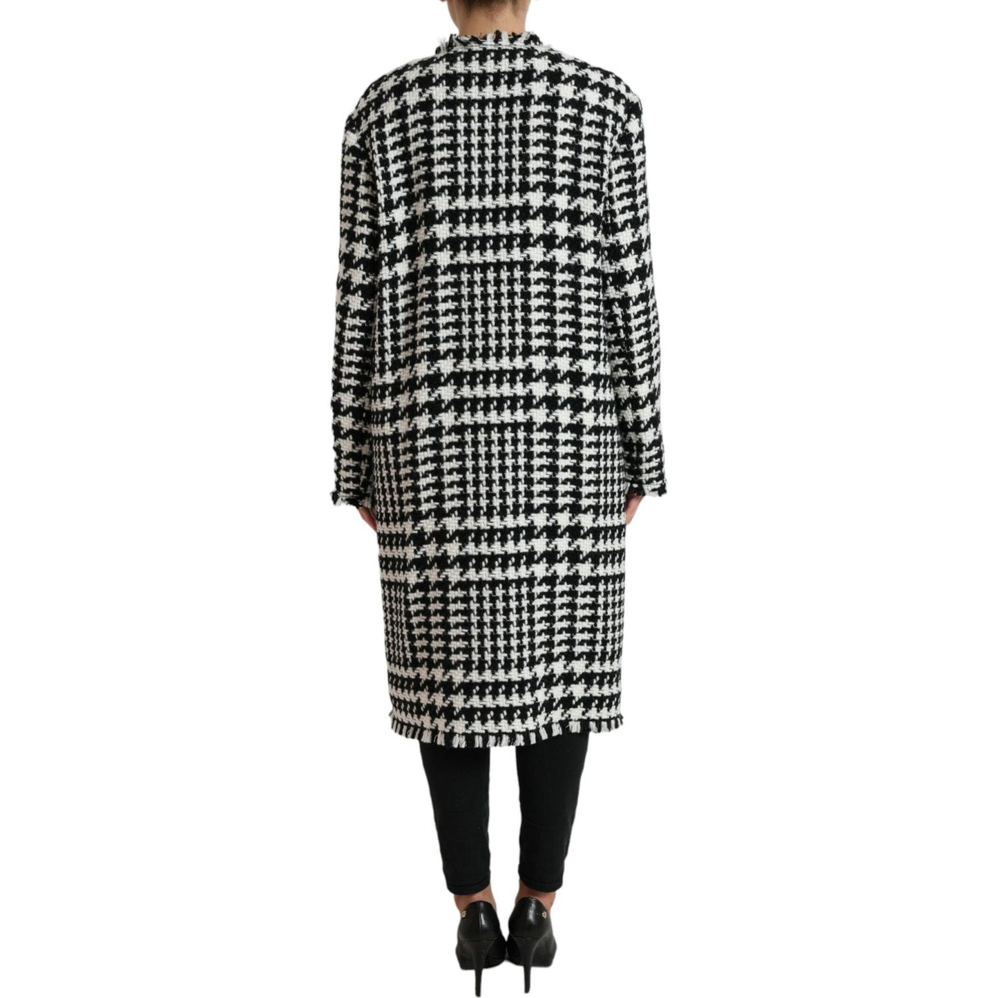 Dolce & Gabbana Black White Houndstooth Trench Coat Jacket Dolce & Gabbana