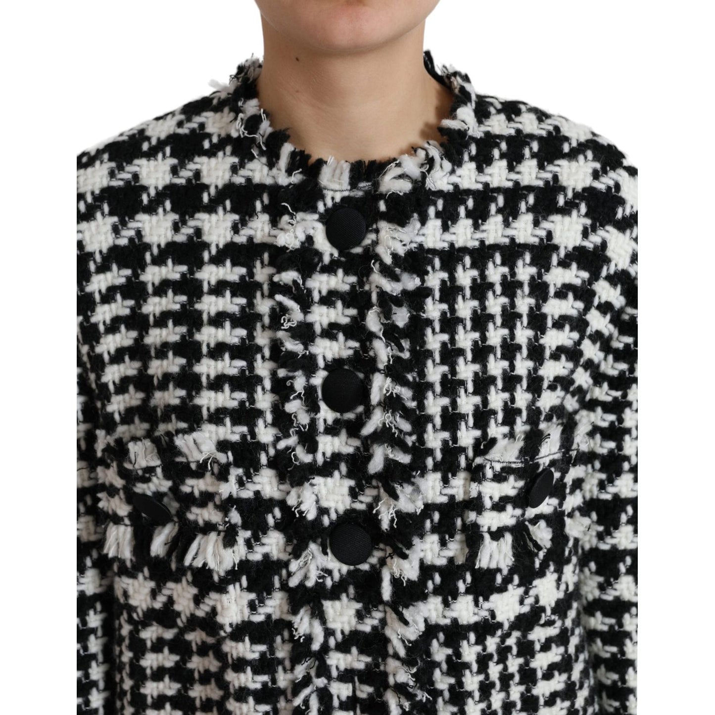 Dolce & Gabbana Black White Houndstooth Trench Coat Jacket Dolce & Gabbana