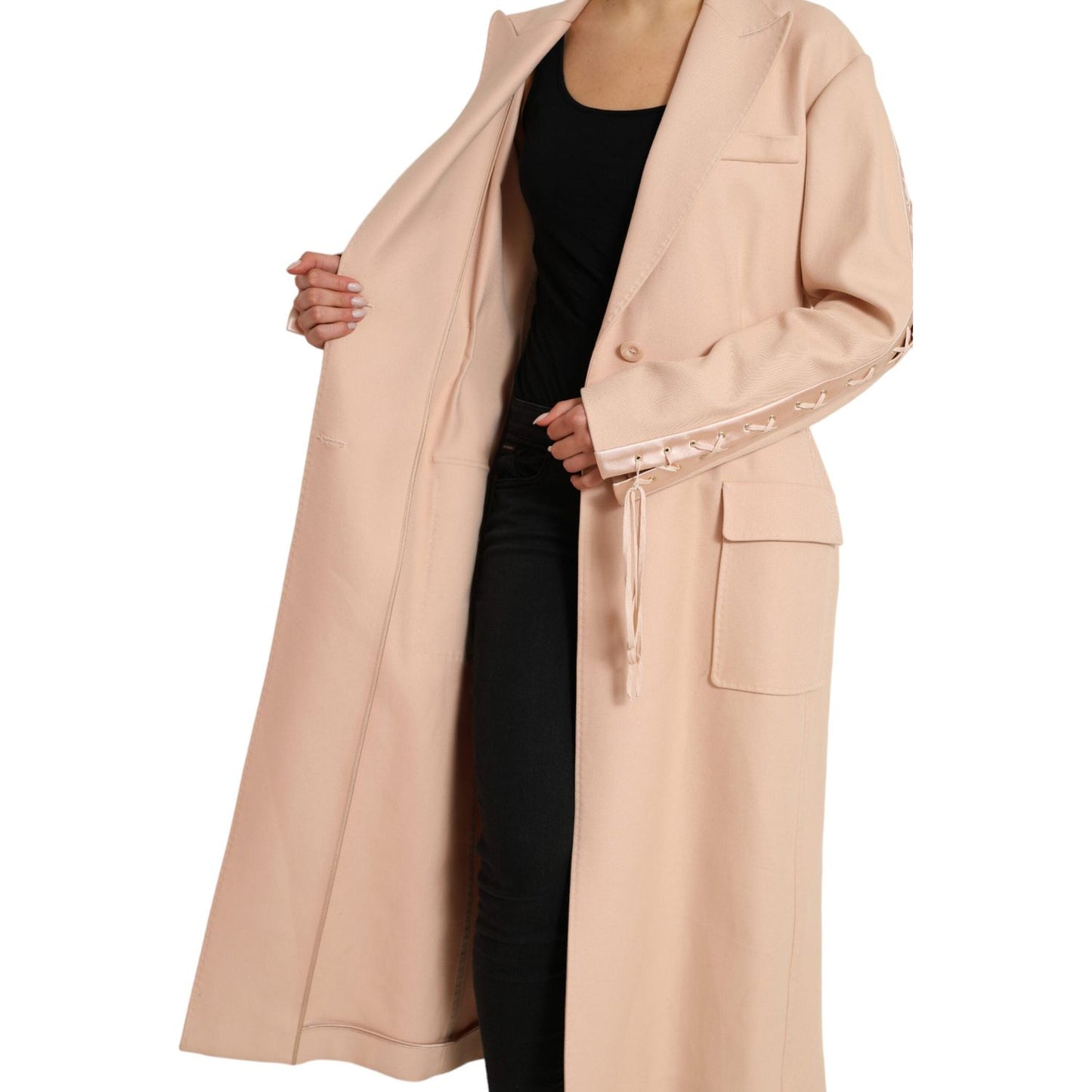 Dolce & Gabbana Beige Cotton Single Breasted Long Coat Jacket Dolce & Gabbana