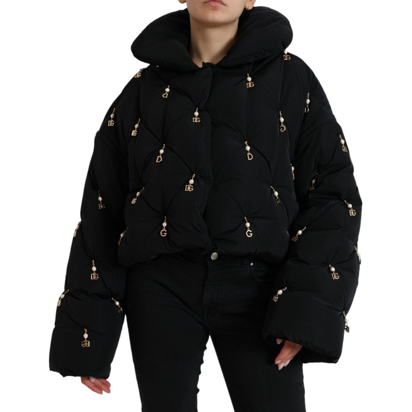 Dolce & Gabbana Black Embellished Quilted Shell Bomber Jacket Dolce & Gabbana