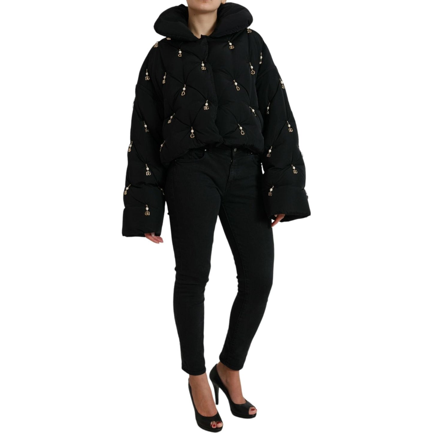 Dolce & Gabbana Black Embellished Quilted Shell Bomber Jacket Dolce & Gabbana