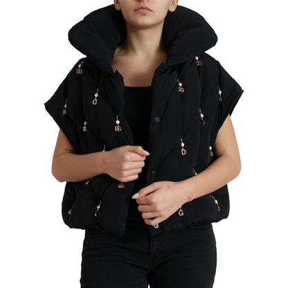 Dolce & Gabbana Black Embellished Quilted Shell Bomber Jacket Dolce & Gabbana