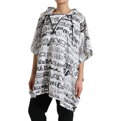 Dolce & Gabbana White Logo Print Hooded Blouson T-shirt Top Dolce & Gabbana