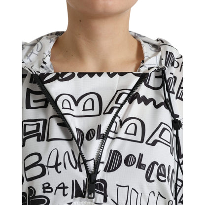 Dolce & Gabbana White Logo Print Hooded Blouson T-shirt Top Dolce & Gabbana