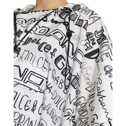 Dolce & Gabbana White Logo Print Hooded Blouson T-shirt Top Dolce & Gabbana