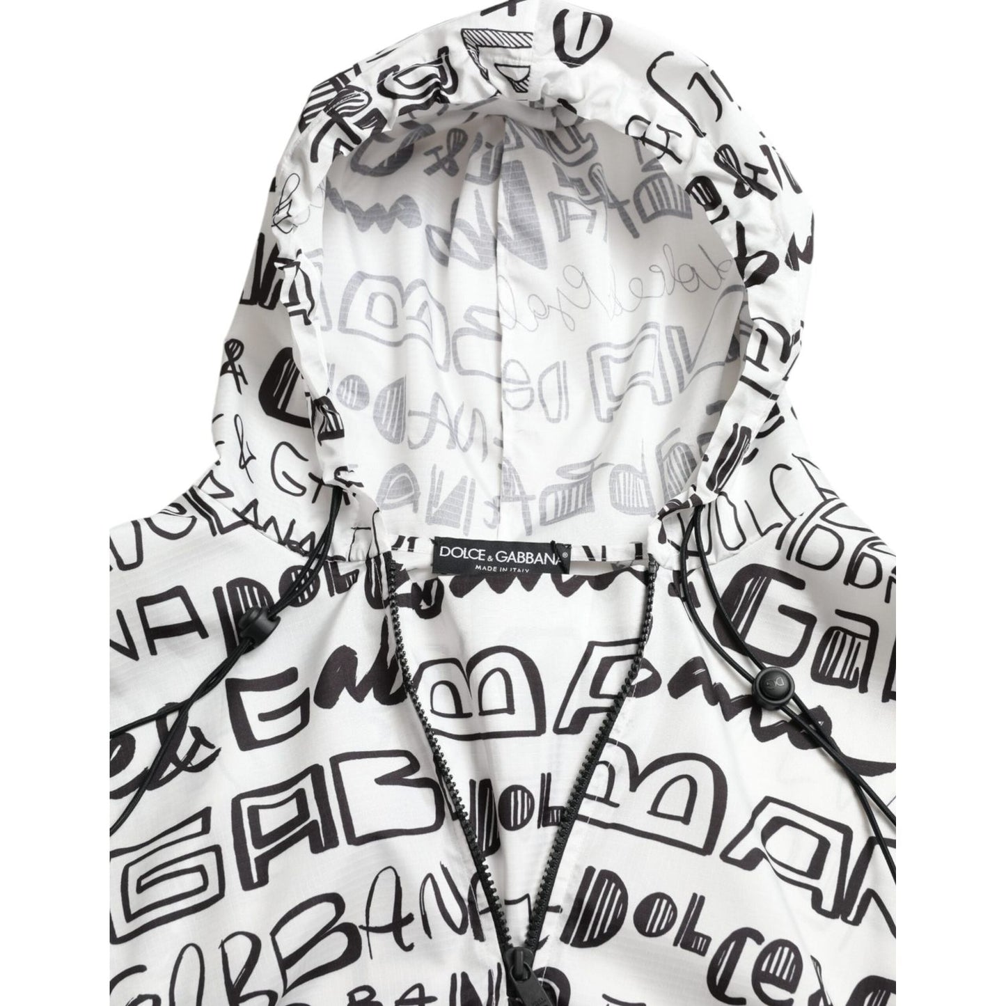 Dolce & Gabbana White Logo Print Hooded Blouson T-shirt Top Dolce & Gabbana