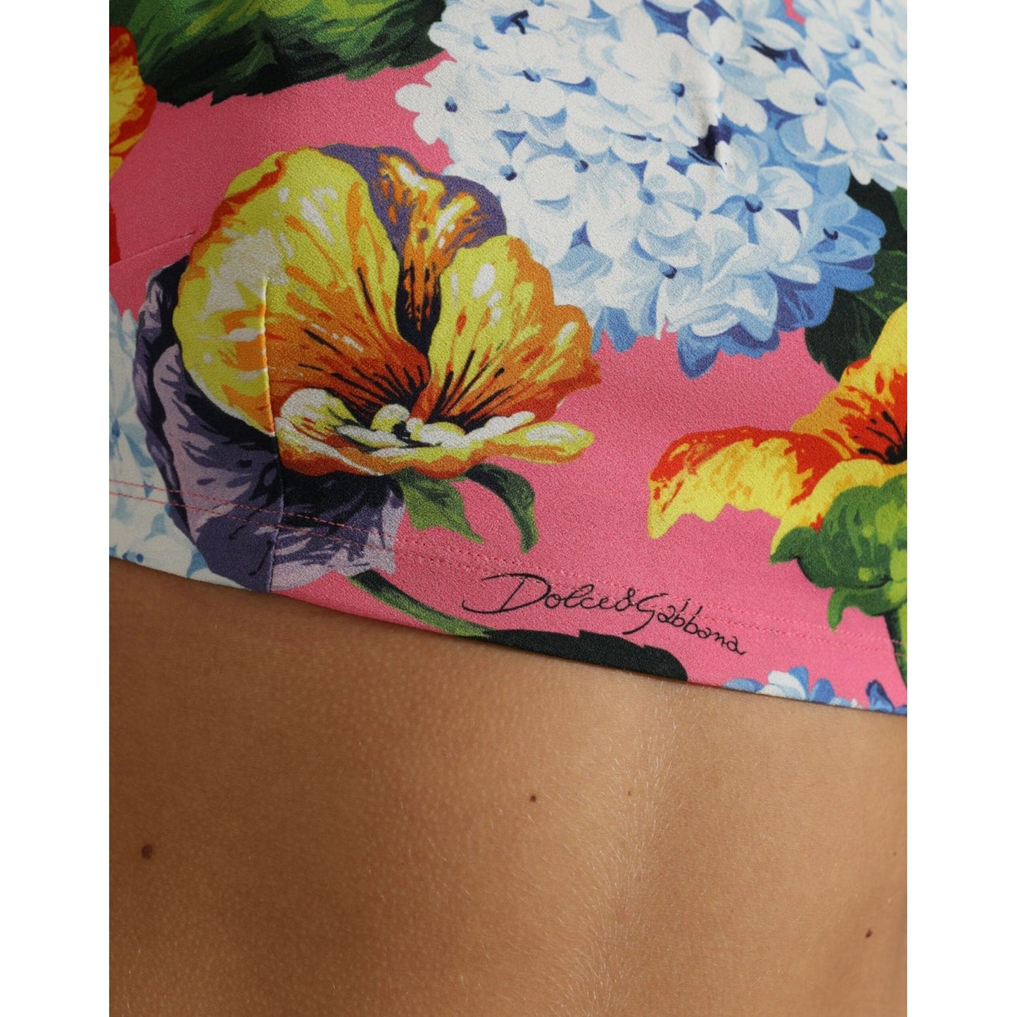 Dolce & Gabbana Multicolor Floral Long Sleeves Cropped Top Dolce & Gabbana