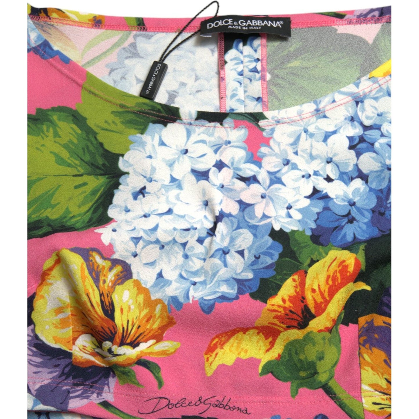 Dolce & Gabbana Multicolor Floral Long Sleeves Cropped Top Dolce & Gabbana