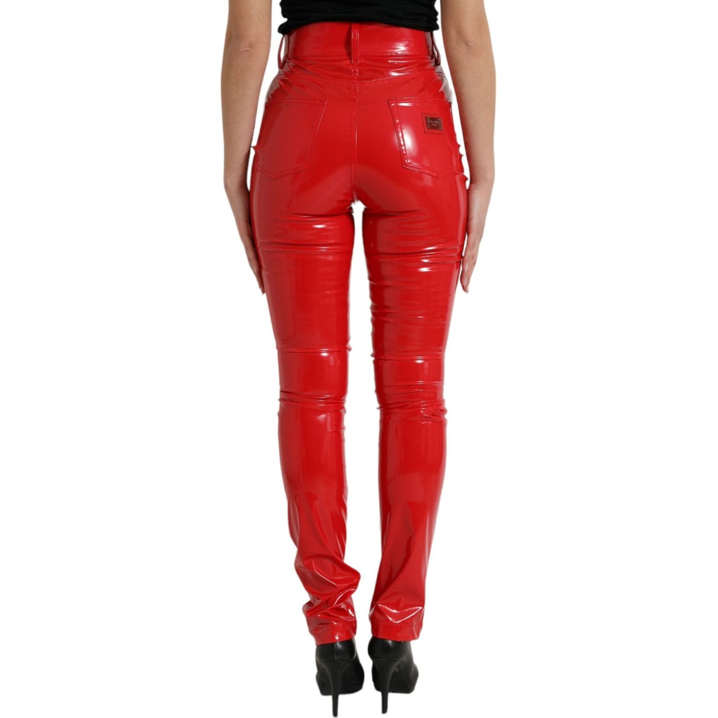 Dolce & Gabbana Shiny Red High Waist Skinny Pants Dolce & Gabbana