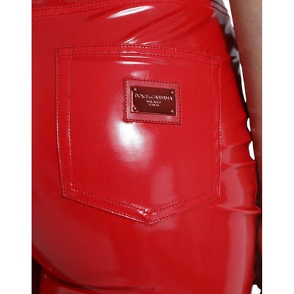 Dolce & Gabbana Shiny Red High Waist Skinny Pants Dolce & Gabbana