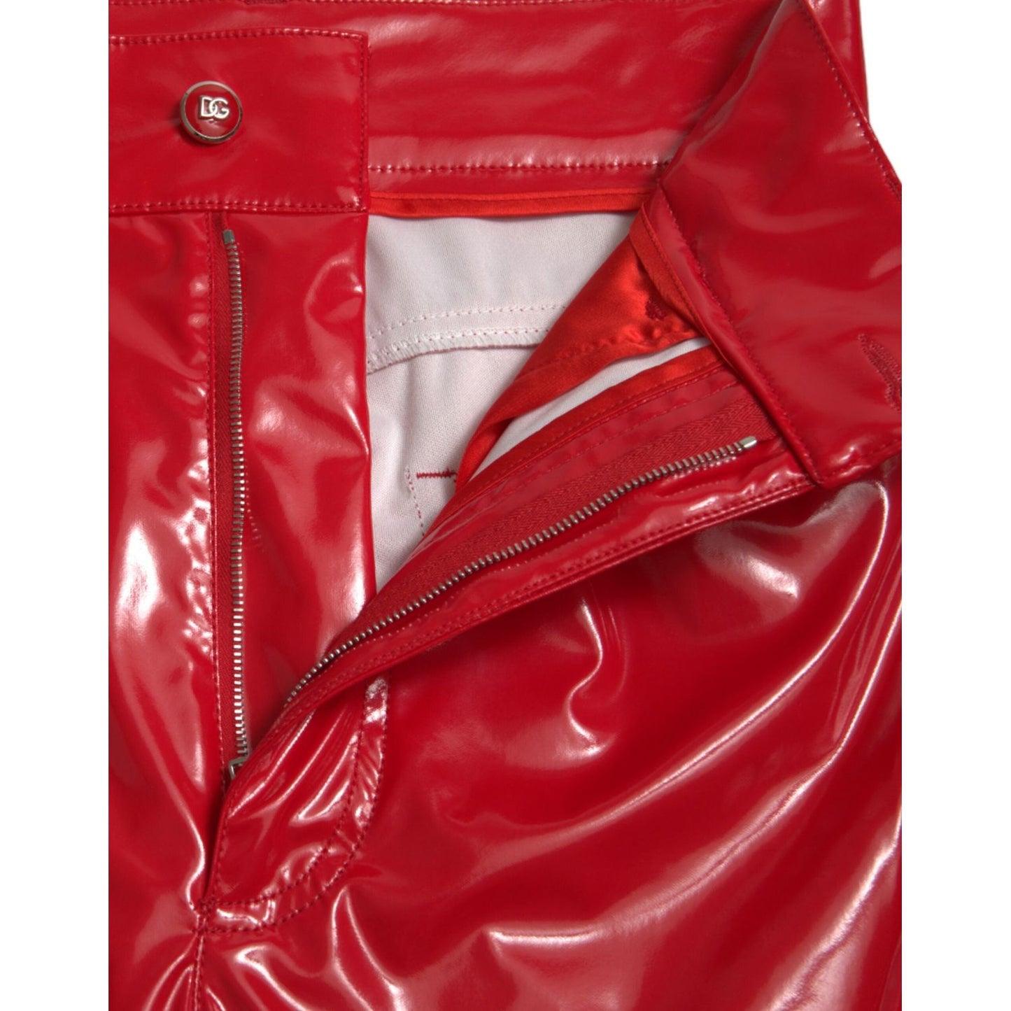 Dolce & Gabbana Shiny Red High Waist Skinny Pants Dolce & Gabbana