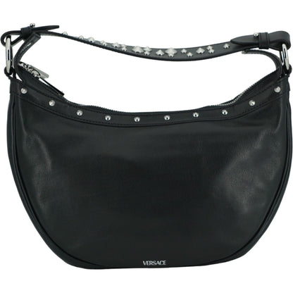 Versace Black Calf Leather Small Hobo Shoulder Bag Versace
