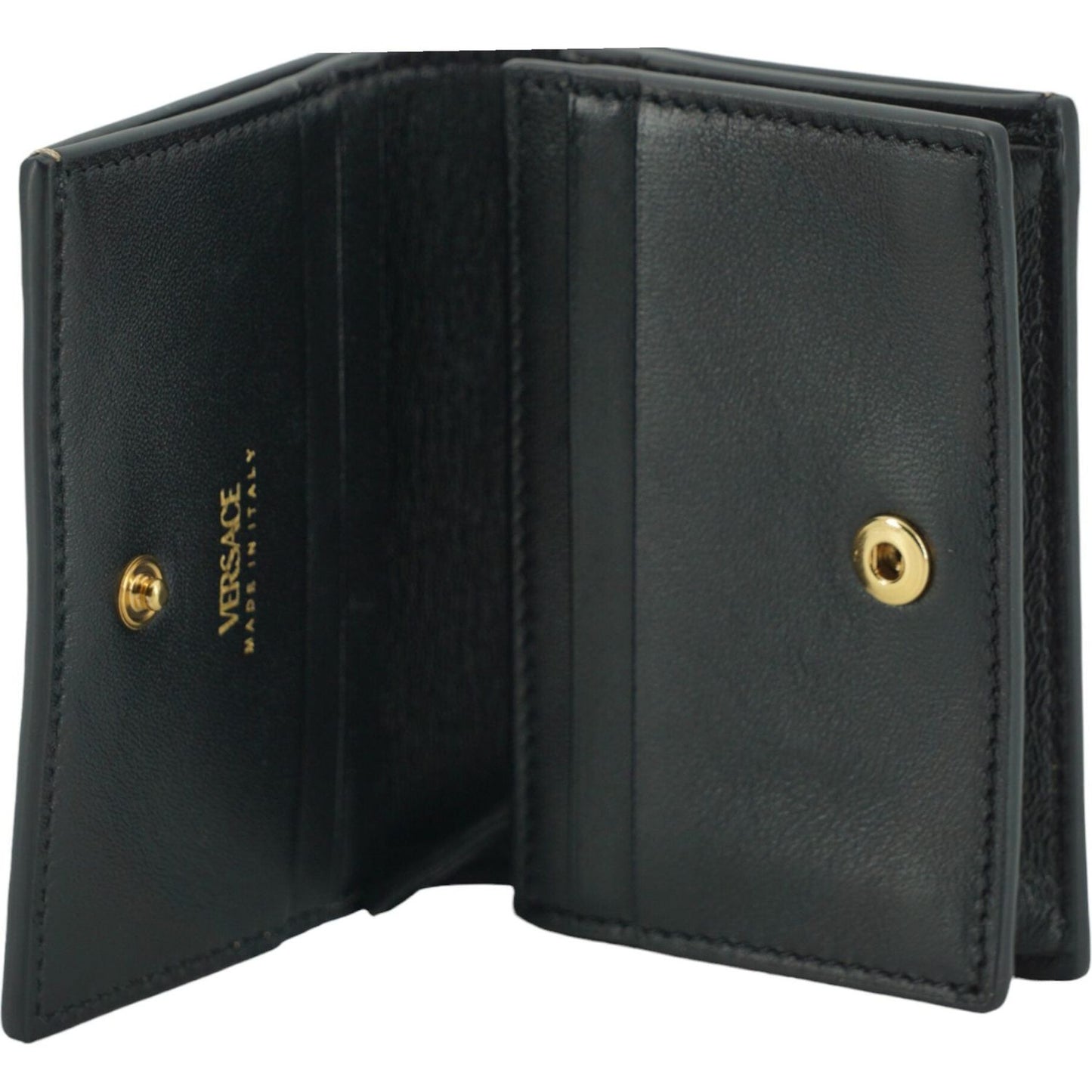 Versace Brown Calf Leather Compact Wallet Versace