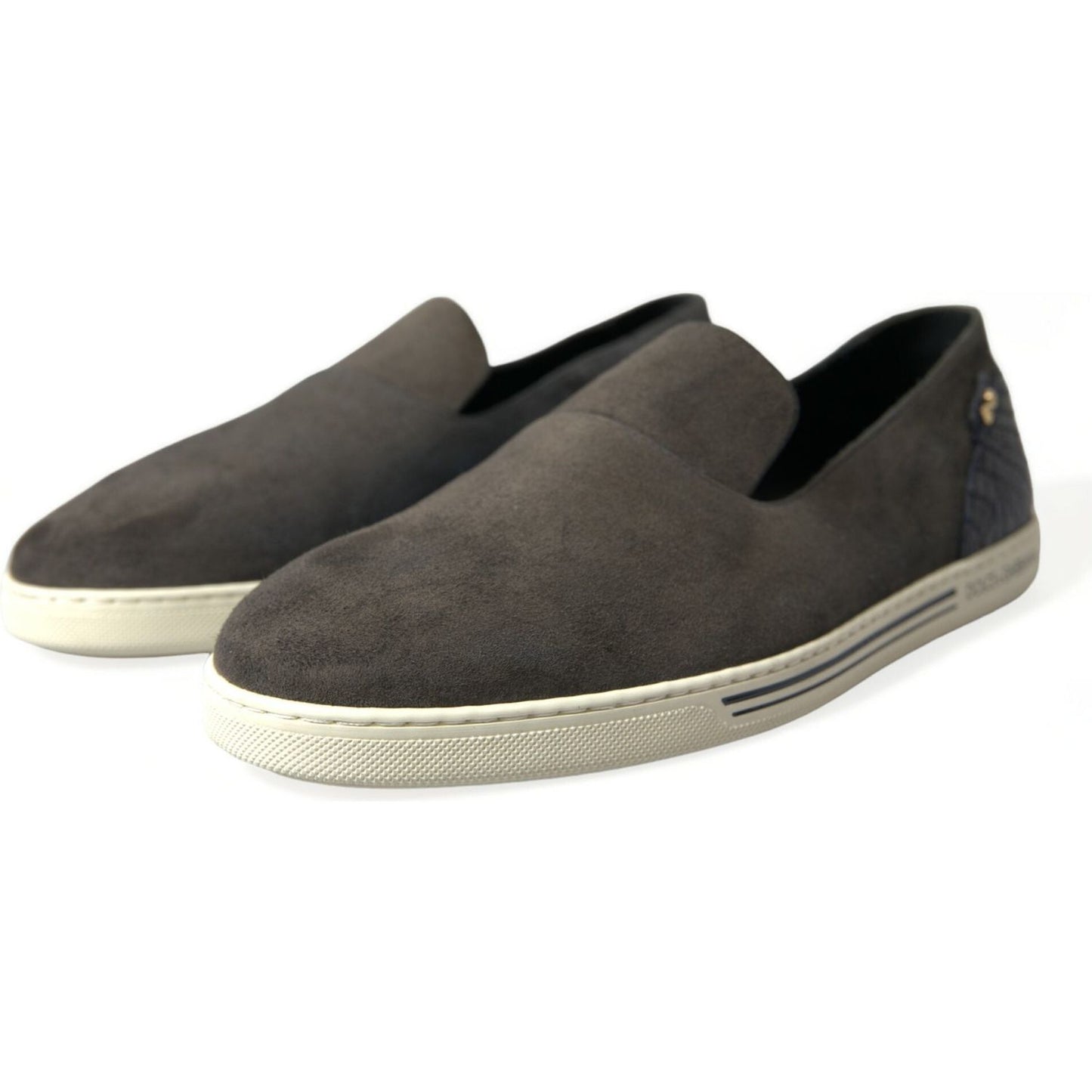 Dolce & Gabbana Blue Suede Caiman Men Loafers Slippers Shoes Dolce & Gabbana