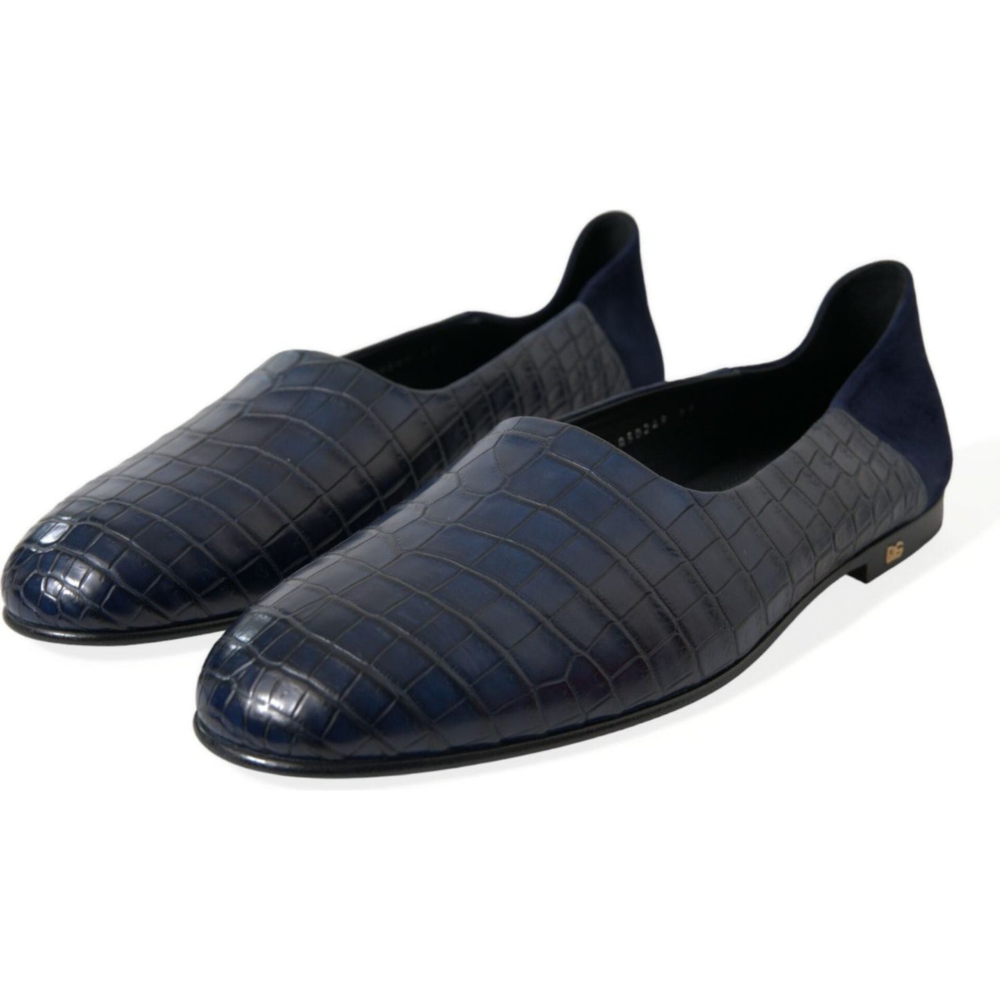 Dolce & Gabbana Blue Crocodile Leather Loafers Slip On Shoes Dolce & Gabbana