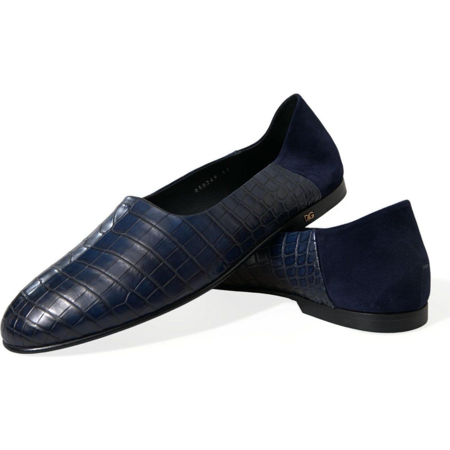 Dolce & Gabbana Blue Crocodile Leather Loafers Slip On Shoes Dolce & Gabbana