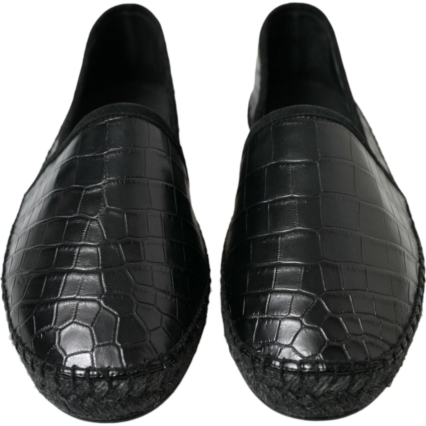 Dolce & Gabbana Black Exotic Leather Espadrilles Slip On Shoes Dolce & Gabbana