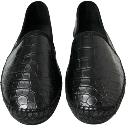 Dolce & Gabbana Black Exotic Leather Espadrilles Slip On Shoes Dolce & Gabbana