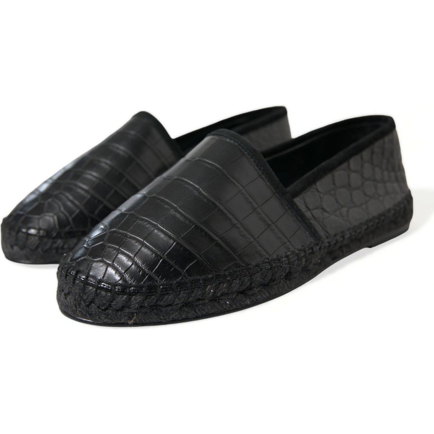 Dolce & Gabbana Black Exotic Leather Espadrilles Slip On Shoes Dolce & Gabbana