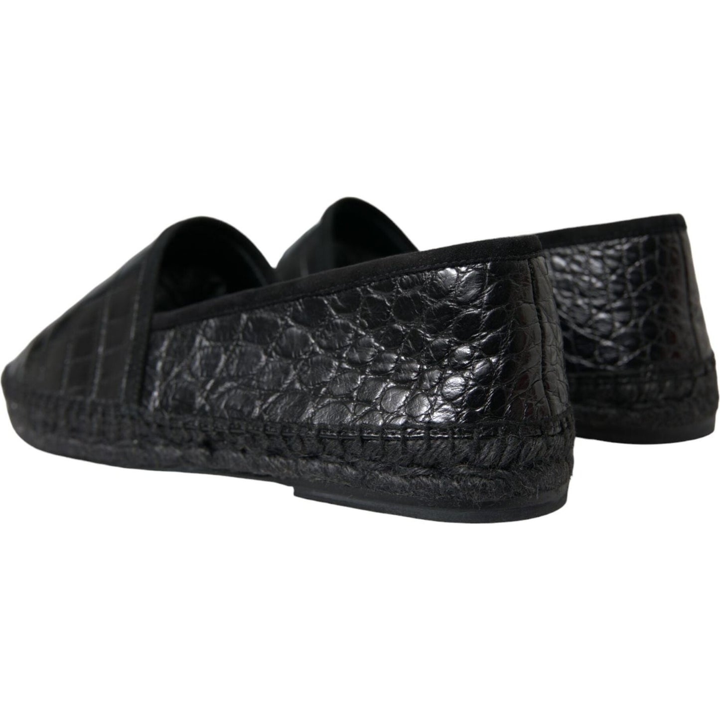 Dolce & Gabbana Black Exotic Leather Espadrilles Slip On Shoes Dolce & Gabbana