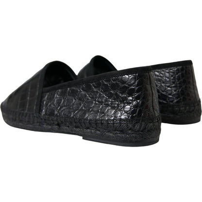 Dolce & Gabbana Black Exotic Leather Espadrilles Slip On Shoes Dolce & Gabbana