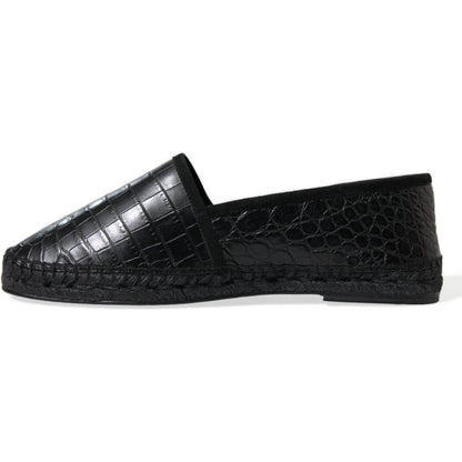 Dolce & Gabbana Black Exotic Leather Espadrilles Slip On Shoes Dolce & Gabbana