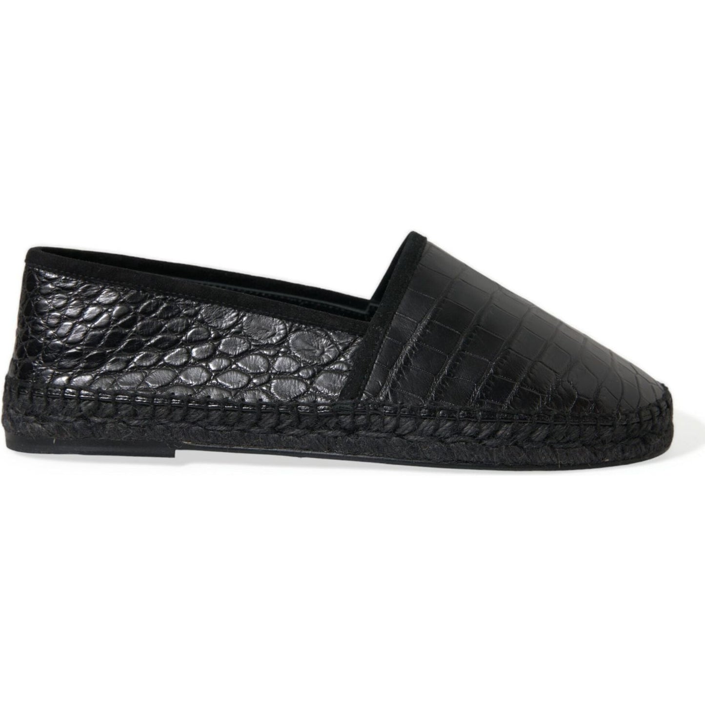 Dolce & Gabbana Black Exotic Leather Espadrilles Slip On Shoes Dolce & Gabbana